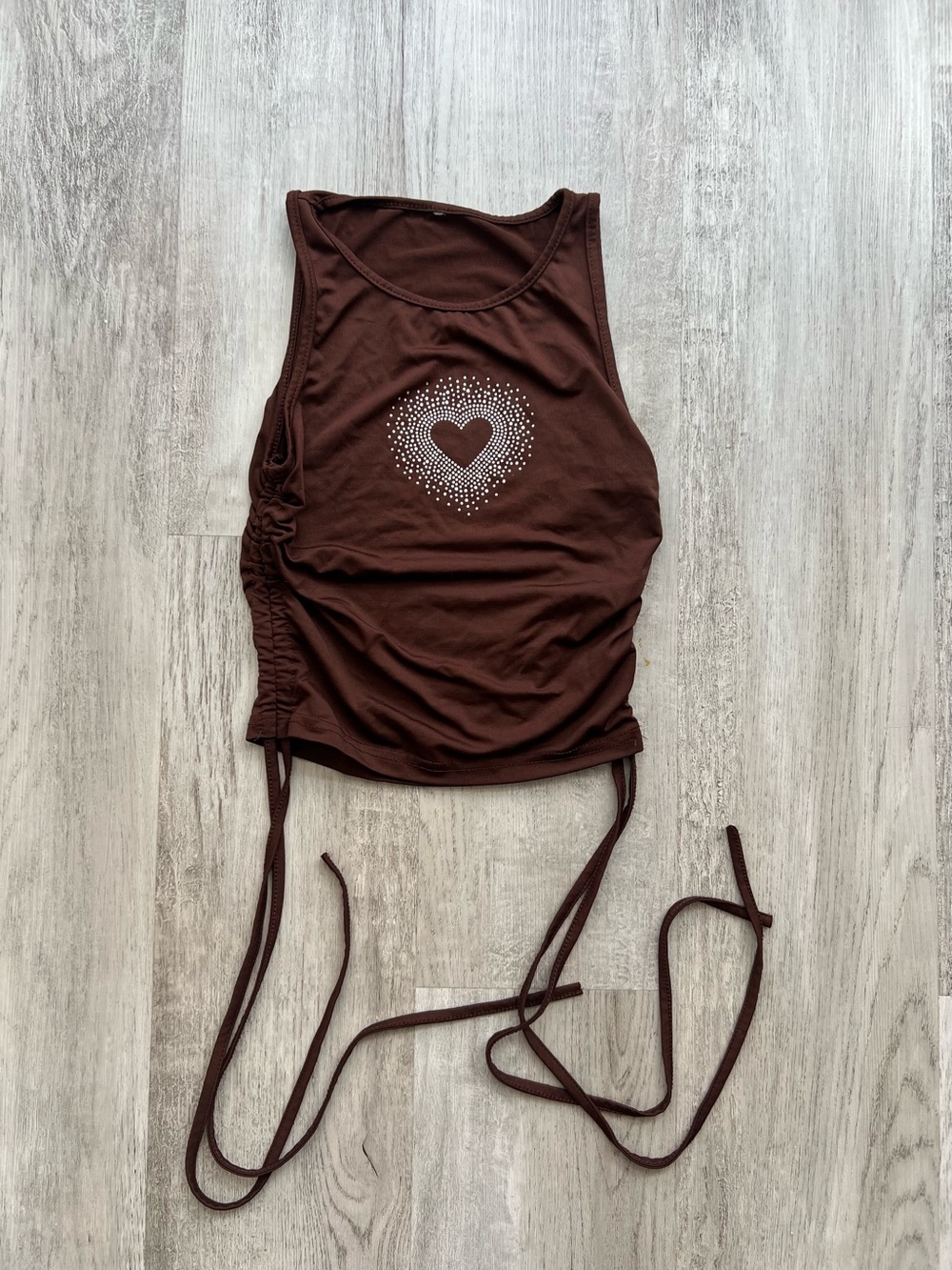 Brown Heart Ruched Tank Top